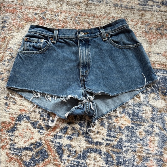 Levi's Blue Distressed Jean Cut-off Shorts - Size 10 - Picture 1 of 5